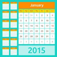 Simple european 2015 year vector calendar N11
