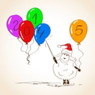 Funny sketching sheep - symbol of the New Year 2015