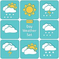 Flat design vector weather icons set N2