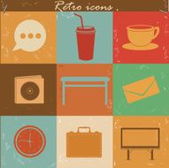 Office icons retro vector