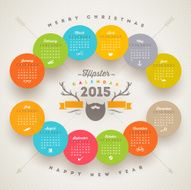 Calendar 2015 template with hipster style elements
