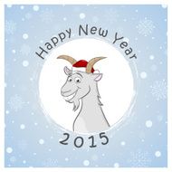 Happy new two thousand fifteenth year postcard with funny goat