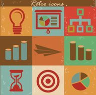 Business concept icon set Vintage style vector