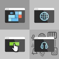 Different icons flows into modern monitor