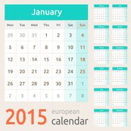Simple european 2015 year vector calendar N14