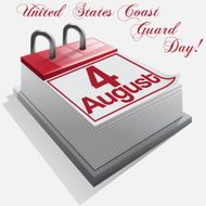 calendar 4 August United States Coast Guard Day Vector