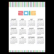 2016 simple business wall calendar color stripes eps10
