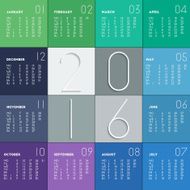 Calendar 2016 in flat colors N2