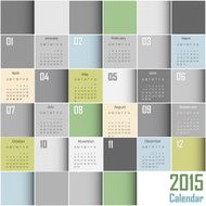 Abstract Squares Calendar 2015 - Week start at sunday