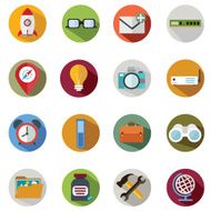 Modern flat icons vector collection with long shadow effect N2