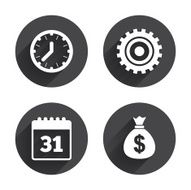 Business signs Calendar and USD money bag icons N8