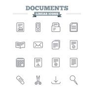 Documents linear icons set Thin outline signs Vector N2