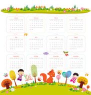 calendar for 2016 with funny animals and kids Hello autumn N5