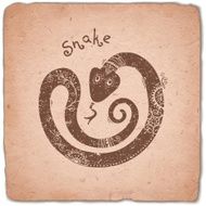 Snake Chinese Zodiac Sign Horoscope Vintage Card