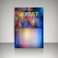 Geometrical polygonal and blurred backgrounds 2016 calendar for august
