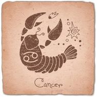 Cancer zodiac sign horoscope vintage card
