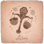 Libra zodiac sign horoscope vintage card