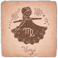 Virgo zodiac sign horoscope vintage card