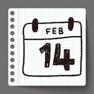 calendar valentine&#039;s day doodle drawing N5