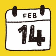 calendar valentine&#039;s day doodle drawing N6