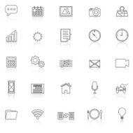 Application line icons with reflect on white