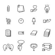set of office line icons