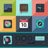 Set of flat vector web icons in stylish colors