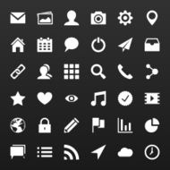 Set simple vector icons for media applications phone web site