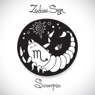 Scorpio zodiac sign of horoscope circle emblem in cartoon style N2