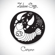 Cancer zodiac sign of horoscope circle emblem in cartoon style N2