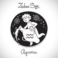 Aquarius zodiac sign of horoscope circle emblem in cartoon style N2