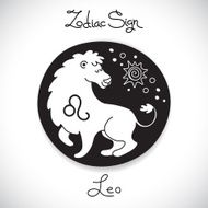 Leo zodiac sign of horoscope circle emblem in cartoon style N2