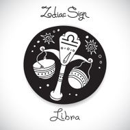 Libra zodiac sign of horoscope circle emblem in cartoon style N2