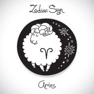 Aries zodiac sign of horoscope circle emblem in cartoon style N2