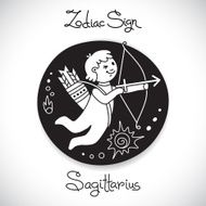 Sagittarius zodiac sign of horoscope circle emblem in cartoon style N2