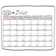 july 2015 planning calendar doodles hand drawn N2