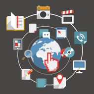 Flat design modern web media network concept N2