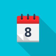Flat calendar icon Date and time background Number 8