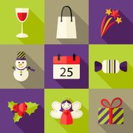 Nine Christmas Flat Icons Set 5