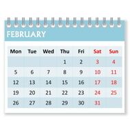 Calendar sheet for february
