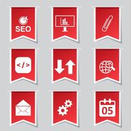 SEO Internet Sign Label Vector Red Icon Design Set 6