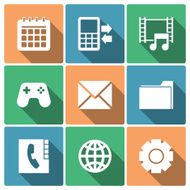 Phone Menu Icons With Long Shadows
