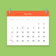 Calendar page for May 2015 N9