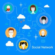 Social network media icons concept with people