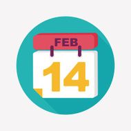 Valentine&#039;s Day February fourteen flat icon with long shadow eps10 N6