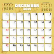 December Vector Month Calendar 2015