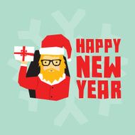 Happy new year hipster santa postcard N2