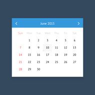 Calendar page for June 2015 N9