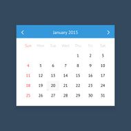 Calendar page for January 2015 N9