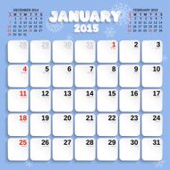 January Vector Month Calendar 2015